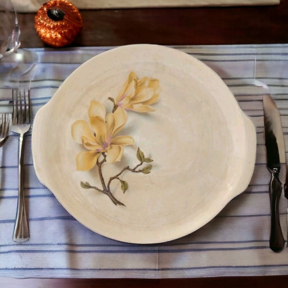 Vintage Universal Oven Proof Platter Chop Plate Tray Magnolia Permacal Pattern. - Picture 14 of 16